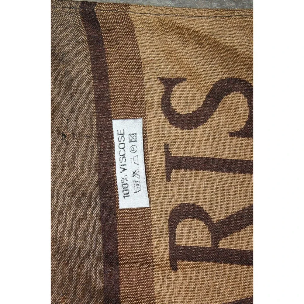 Brown Scarf Wrap Paris Eiffel Tower with Fringe 100% Viscose 70